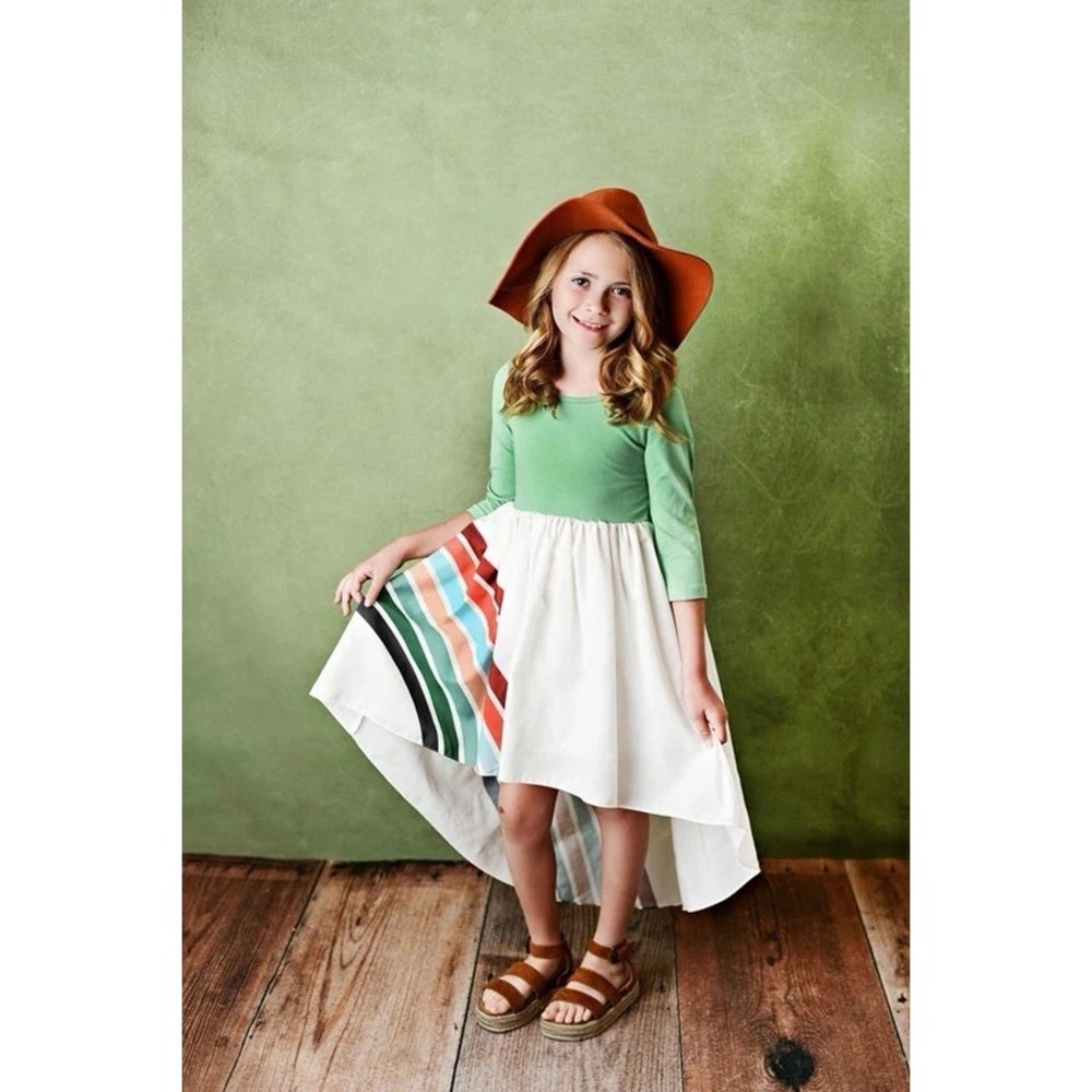Oopsie Daisy Girl's Hi Lo Minty Green Rainbow Dress Size‎ 8 NWT